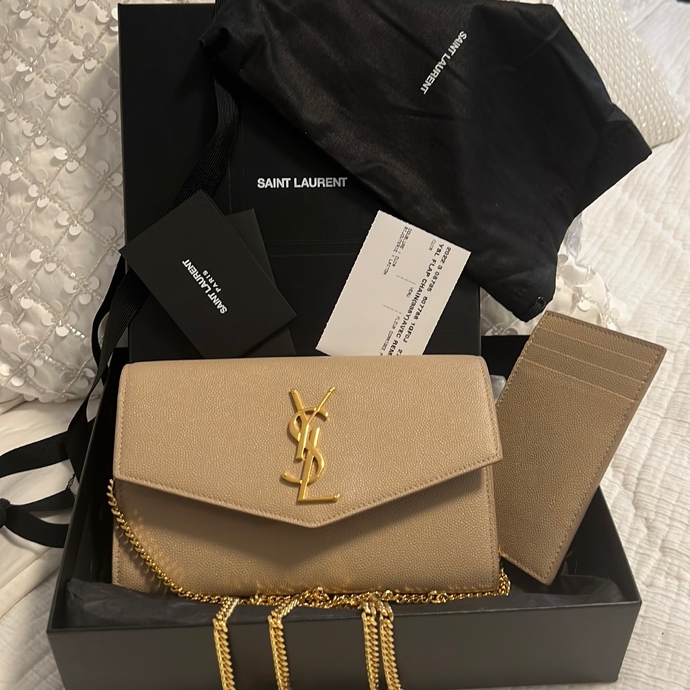 SAINT LAURENT YSL Uptown Chain Wallet. **Card Holder included**